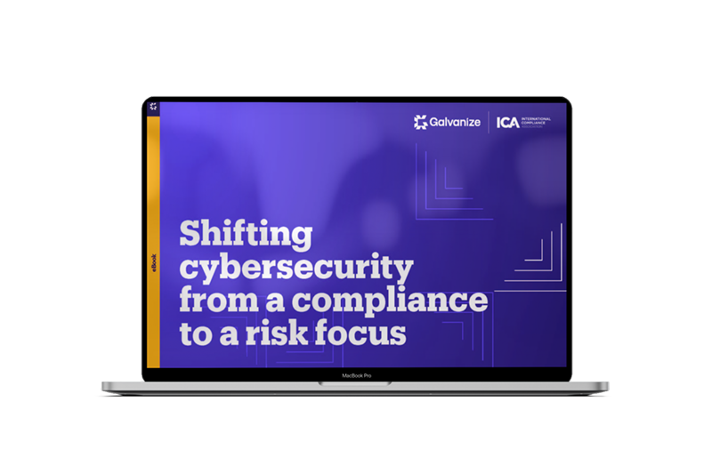Laptop image of e-book Shifting cybersecurity from a compliance to a risk focus